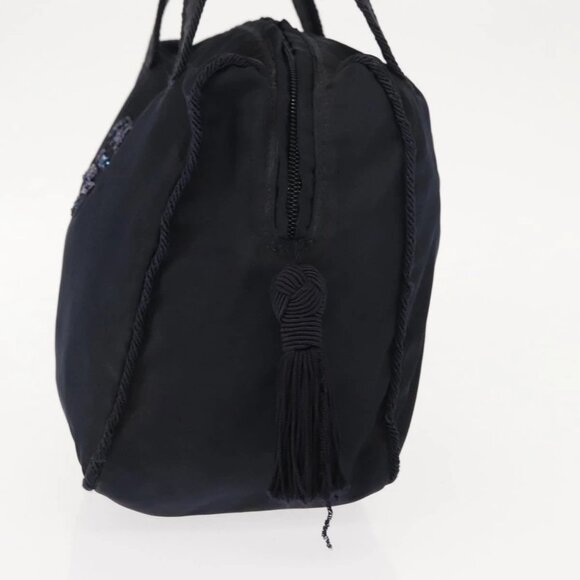 PRADA Beads Fringe Hand Bag Nylon Navy Gold - Picture 3 of 16